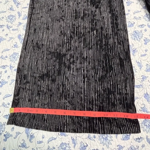 Banana Republic Medium Black crushed velvet ribbed wide leg trousers pants - Picture 4 of 8